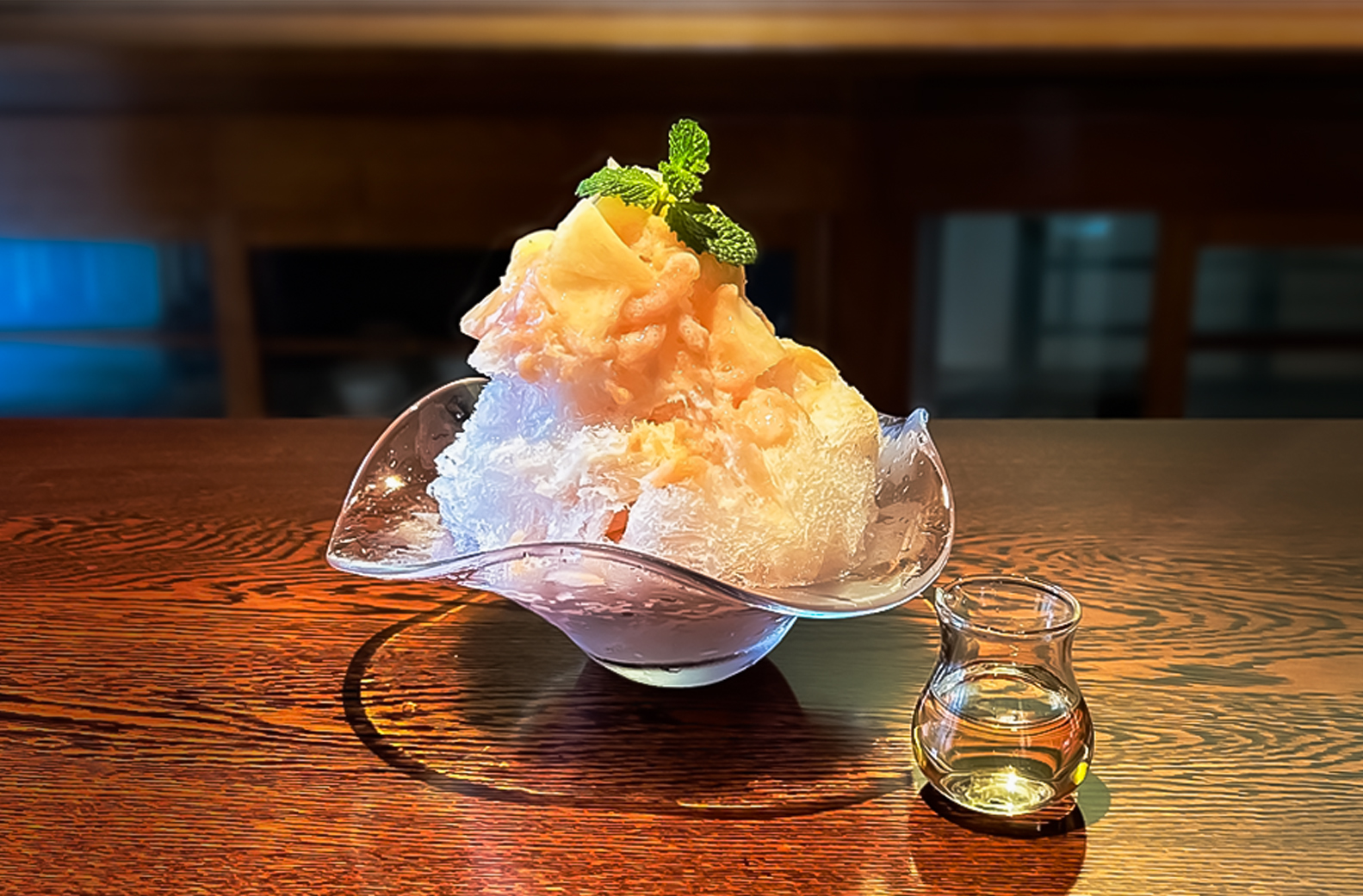 白桃とシャンパンのかき氷